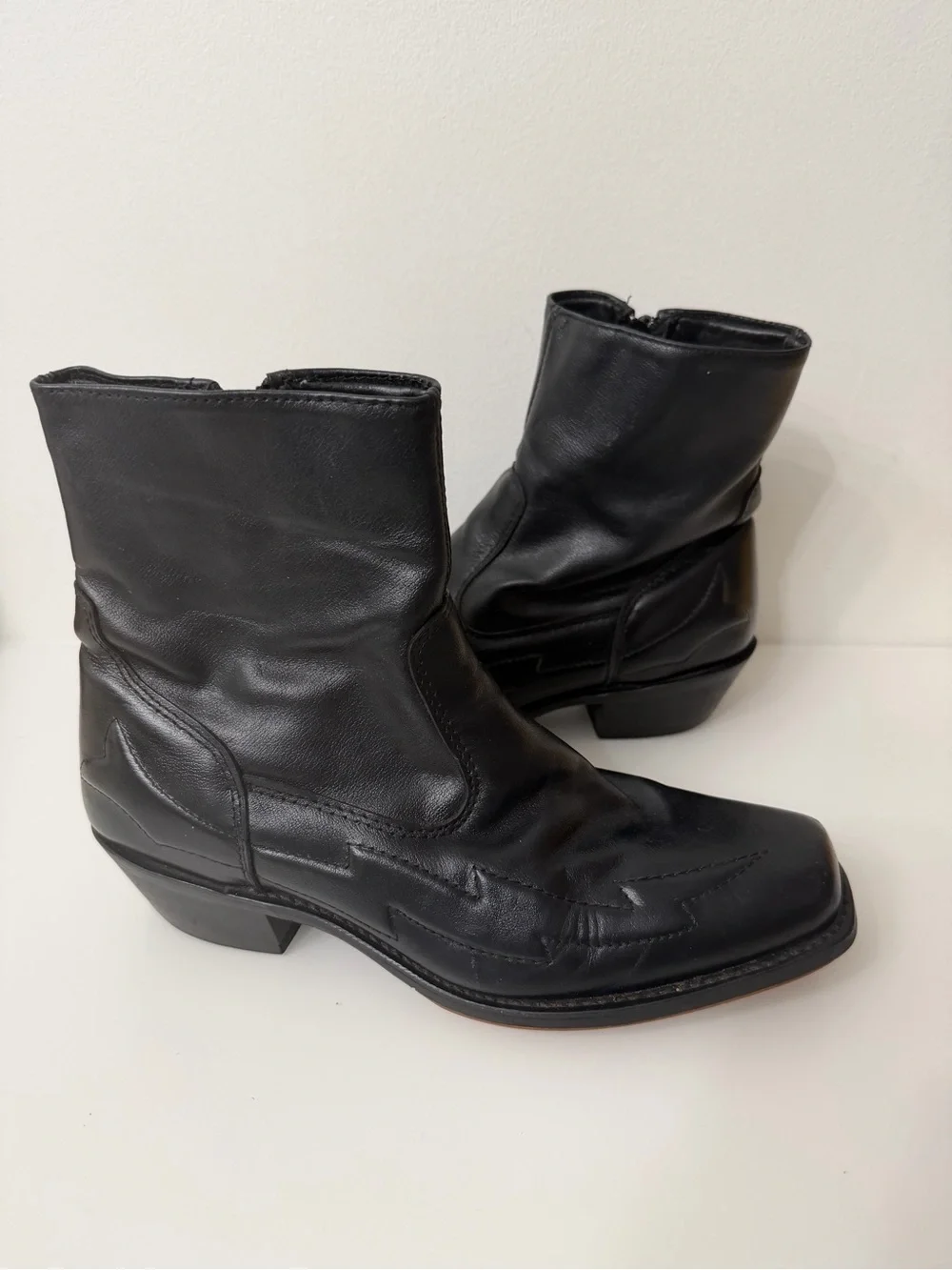 Laredo Black Leather Western Ankle Boots Men’s Size 10.5